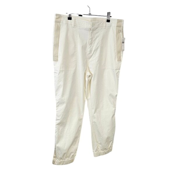 Anthropologie The Richie Slim Joggers Size 14 White Cotton Twill Tapered Leg NWT - Picture 3 of 11